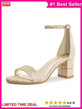 Women's Low Block Heel Sandals Ankle Strap Open Toe Faux Leather
